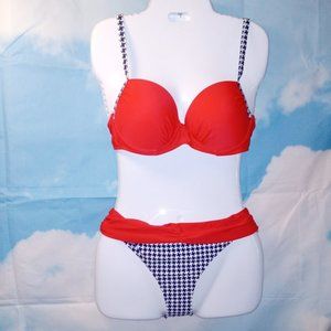 Bombshell Vixen Red  and Navy & White 2-piece Sexy Bikini  NEW